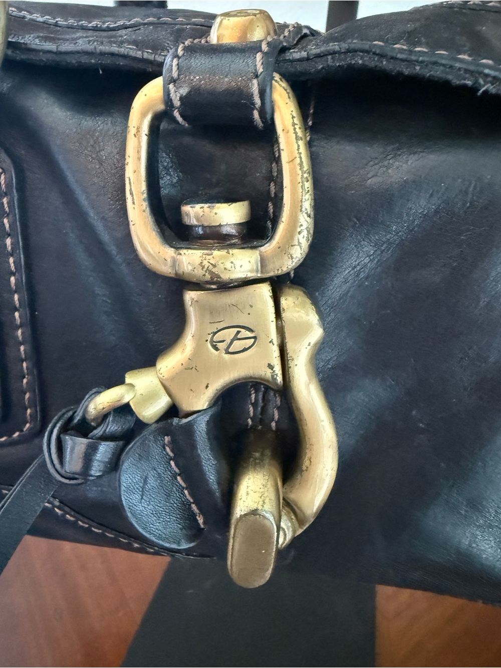 Francesco Biasia Black Braided-Handle Leather Shoulder Bag with Brass Hardware - Picture 3 of 14
